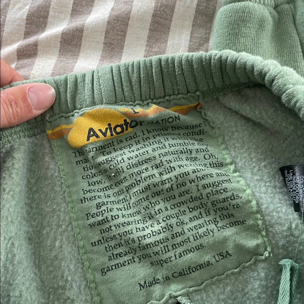 Aviator Nation set  logo Stitch Relaxed hoodie and sweatpants in Sage - Picture 7 of 10